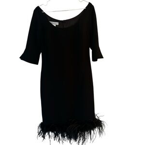 CATHERINE CURTIS Feather Trim Party Dress  Cocktail Dress MADE IN CANADA sz 10